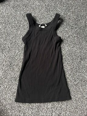 Black Ribbed Tank Dress - Women